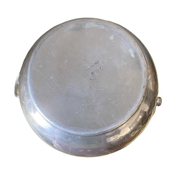 Vintage Aluminum Ice Bucket MCM Made In Italy Removable Lid Ring Handles - Picture 4 of 10